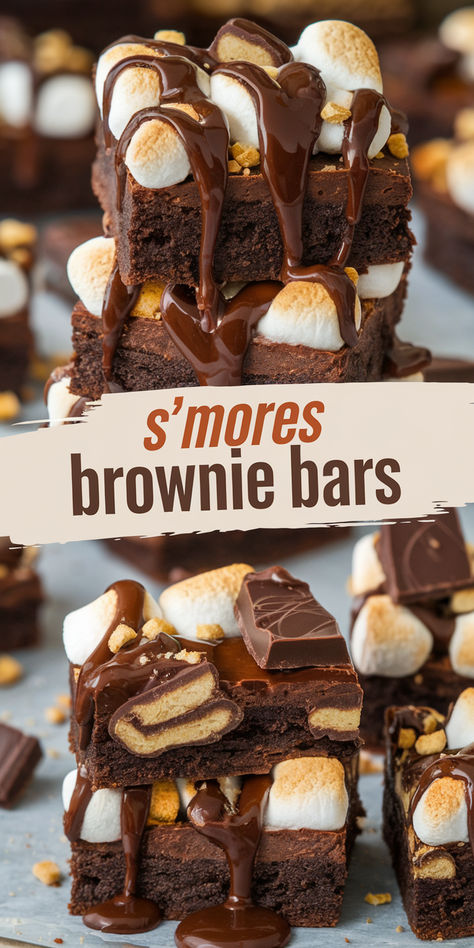 These S'mores Brownie Bars are the perfect combo of fudgy brownies, graham crackers, and toasted marshmallows! #SmoreBrownieBars #BrownieBars #SmoresDessert #EasyDessertRecipe #CampfireDesserts #ChocolateDessert #IndulgentTreat #SummerDesserts #FudgyBrownies #GooeySweets Best S’mores Brownies, S’more Brownie Bars, S’more Brownies, Brownie Bar Party Ideas, Smores Bars Recipe, Smore Bars, Sticky Dates, Smores Bar Recipe, Marshmallow Brownies