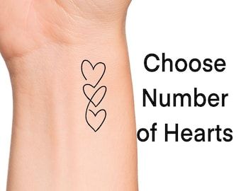 DaintyTattoo - Etsy Canada 3 Hearts Tattoo, Starfish Tattoo, Heart Tattoo Wrist, Hearts Tattoo, Tattoo Uk, Christian Sleeve Tattoo, Heart Temporary Tattoos, Tiny Wrist Tattoos, Realistic Temporary Tattoos