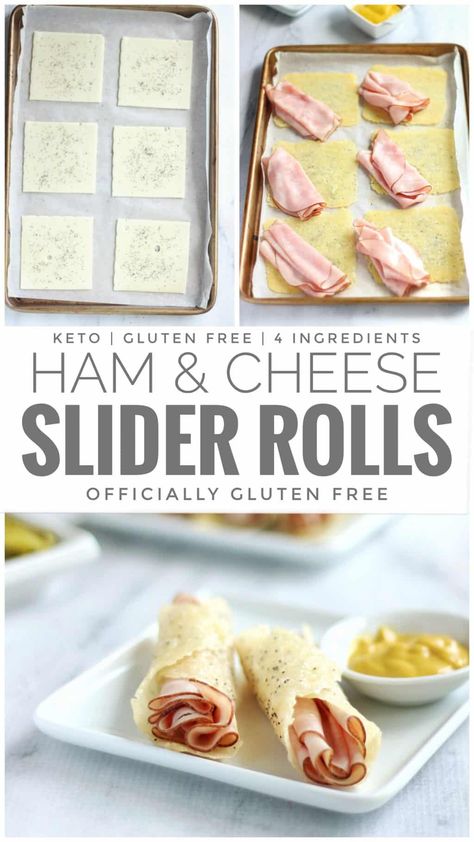 Keto Ham and Cheese Slider Rolls | Swiss Cheese and Poppy Seed Low Carb Ham And Cheese Roll Ups, Gluten Free Ham And Cheese Sliders, Meat And Cheese Roll Ups Low Carb, Healthy Sliders Recipes Low Carb, Shrimp Recipes Videos, Ham And Cheese Slider, Recipes Using Ham, Ham And Cheese Roll Ups, Easy Keto Lunch