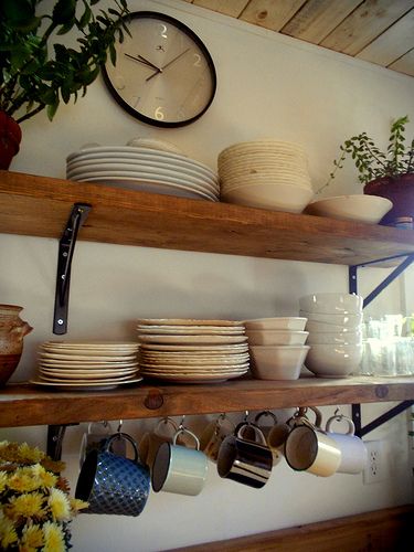 Shelves for kitchen  kitchen complete | Flickr - Photo Sharing! Bohemian House, Diy Kitchen Storage, Boho Kitchen, Upper Cabinets, Trendy Kitchen, Kitchen Shelves, Rustic Kitchen, Wood Shelves, Country Kitchen