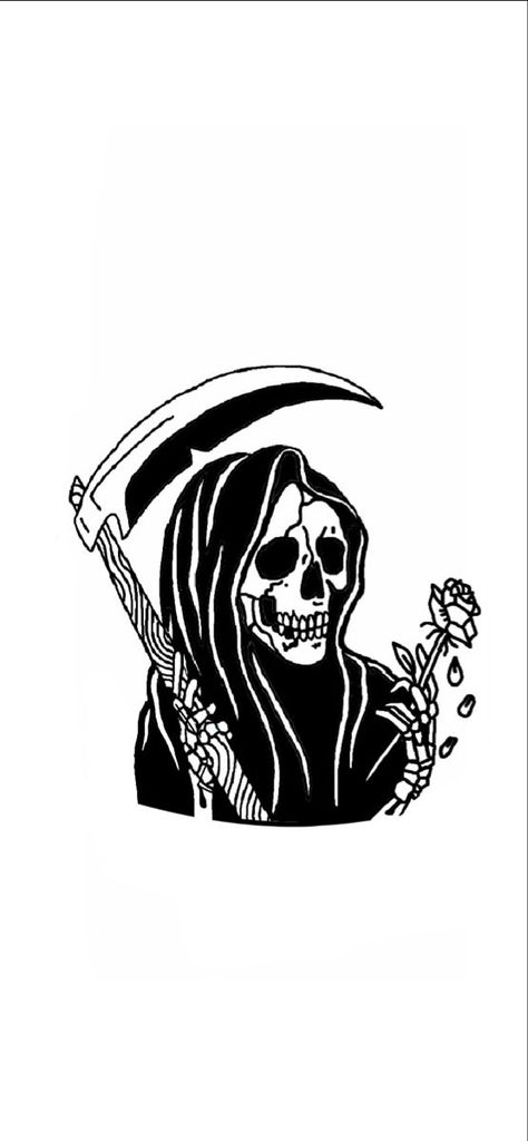 Dear Mr Reaper.. Greem Reaper Tattoos, Reaper Tattoo Feminine, Small Grim Reaper Tattoo Design, Grim Reaper Tattoo Drawing, Grim Reaper Patchwork Tattoo, Reaper Flash Tattoo, Grim Tattoo Designs, Traditional Tattoos Grim Reaper, Grim Reaper Line Art