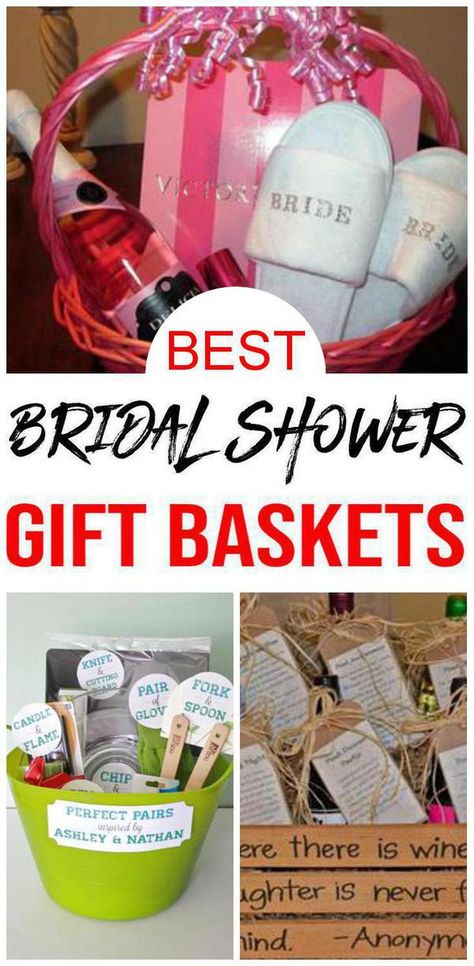 Bridal shower gift baskets! Easy and unique bridal shower gift basket ideas. From spa to baking to cooking to cleaning to wine and more. The best gift ideas that any future bride and groom will love. BEST Bridal Gift Baskets! DIY Bridal Gift Basket Ideas - For Bride and Groom - Couples - Creative - Unique - Cheap - Kitchen - Alcohol- Cleaning Supplies - Honeymoon! Get the best bridal gift basket ideas now! #weddinggifts #weddingbaskets Wedding Shower Gifts Basket, Bridal Shower Gift Basket, Couples Shower Gifts, Bride Gift Basket, Bridal Gift Baskets, Bridal Shower Baskets, Bride Shower Gifts, Creative Bridal Shower Gifts, Bridal Shower Gift Bags