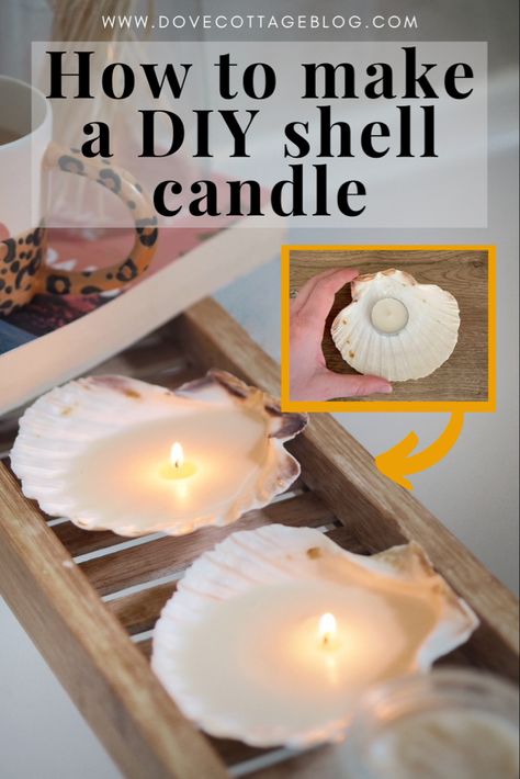 How to create a shell candle using a scallop shell and some tealights. Simple DIY craft project tutorial you can complete at home on a budget. Stylish on trend candle perfect for styling your bathroom with #diyhomedecor #shellcraft #shellcandles #crafting Shell Candles Diy, Easy Crafts For Teens, Diy Crafts For Teen Girls, Seashell Candles, Desk Diy, Diy Crafts For Teens, Crafts For Teens To Make, Diy Simple, Fun Craft