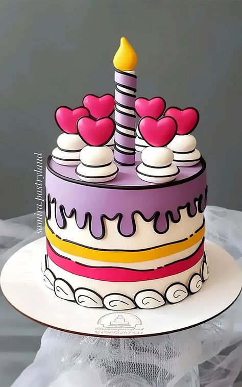 comic cake, comic book cake, outline comic cake, buttercream comic cake, cartoon cake, comic cake designs 3d Cartoon Cake Design, Cartoon Style Birthday Cake, Cartoon Art Cake, Cartoon Comic Cake, Cartoon Cake Designs Birthday, Carton Cake Ideas, Double Cake Design, Comic Style Cake, Comic Cake Birthday