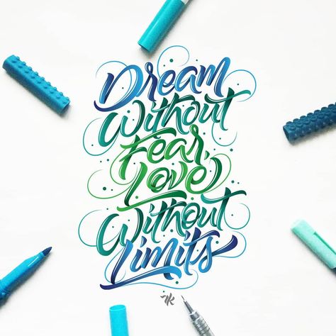 RK Sanchez on Instagram: “"Dream Without Fear, Love Without Limits" design collab with @certifeye 😄  This will be used (but I think with a different color 😅) on the…” Love Without Limits Tattoo, Painting Fonts, Love Without Limits, Lettering Inspiration, Hand Lettering Inspiration, Lettering Design, Being Used, Hand Lettering, Different Colors