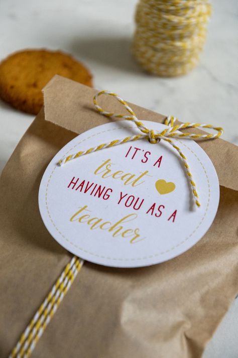 Free Printable Teacher Appreciation Gift Tags. Tell your teacher how thankful you are with these sweet red and yellow tags. Perfect for giving homemade cookies. #teachergift Teacher Appreciation Gifts Printables, Appreciation Gifts Diy, Teacher Treats, Teacher Appreciation Gifts Diy, Teacher Appreciation Printables, Faking It, Teacher Gift Tags, Appreciation Printable, Free Printable Tags