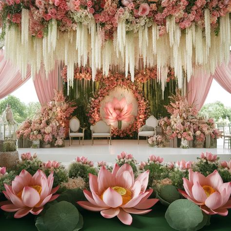 Understanding the Price of Lotus Garlands for Weddings A Comprehensive Guide (9) Pink And White Wedding Mandap, Flower Decoration Engagement, Lotus Theme Decoration Backdrop, Lotus Flower Decoration Wedding, Buddhist Wedding Decorations, Lotus Decoration Ganpati, Lotus Theme Wedding Decor, Lotus Flower Wedding Decor, Lotus Garland Indian Wedding