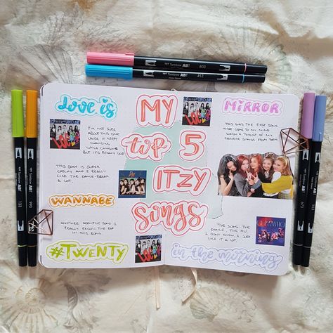 #kpop #kpopjournal #kpopjournalcomunity #journal #journalcomunity #bujo #bujocomunity #bulletjournal #bulletjournalcomunity #kpopbujo #itzy #loveis #wannabe #twenty #mirror #inthemorning Itzy Journal, Kpop Journaling, Birthday Journal, Bts Journal, Idea Box, Bullet Journal Paper, Kpop Journal, Bujo Ideas, Journal Spreads