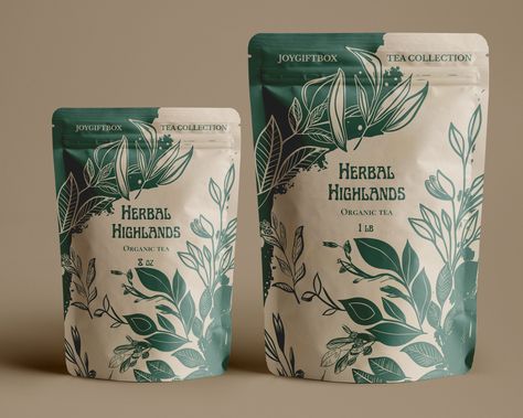 Discover the rich and pure flavors of our 100% organic loose leaf tea. Choose Your Perfect Size: 8 oz Package: Great for everyday enjoyment. 1 lb Package: Perfect for serious tea lovers. Treat yourself to a cup of our delightful organic tea.  Order now and enjoy the natural goodness! Tea ingredients: Herbal highlands tea:  Organic honeybush, organic lemongrass, organic rooibos, organic lavender petals, organic calendula flowers and natural flavor. Cranberry orange herbal tea: Organic rosehips, organic orange peel, organic hibiscus, organic chamomile, organic cranberries, organic rooibos, and natural flavor. Ginger peach black tea: Organic black tea, organic ginger root, organic black pepper and natural flavor. Earl grey rose black tea: Organic black tea, organic rose petals and natural fla Sustainable Tea Packaging, Loose Leaf Tea Packaging Ideas, Black Tea Packaging, Tea Design Packaging, Green Tea Packaging Design, Tea Packaging Ideas, Organic Packaging Design, Tea Bag Design, Tea Packing Design