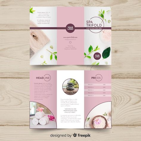 Spa Brochure, Brochure Design Layouts, Graphic Design Cv, Art Brochures, Flyer Free, Leaflet Design, Presentation Folder, Folder Design, Trifold Brochure Template