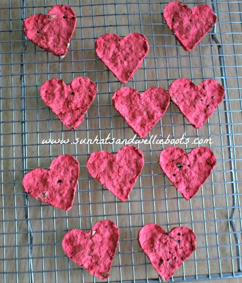 Flower Seed Valentines, Seed Paper Valentines Free Printable, Seed Paper Hearts, Pressed Flower Valentines, Seed Valentines, Seed Paper Valentines, Diy Valentine's Crafts, Seed Paper Diy, Seed Craft