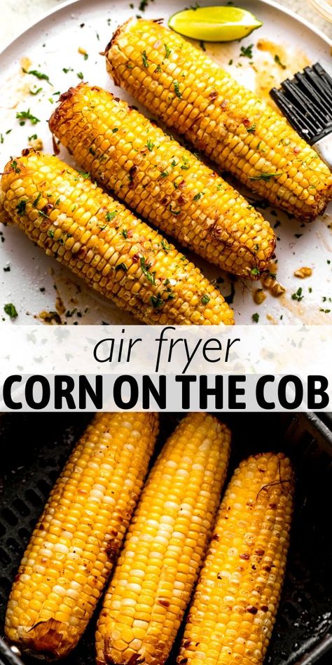 Fresh, wholesome, and loaded with roasted-corn flavor, this Air Fryer Corn on the Cob is perfect for summer. Plus, it’s versatile, fast, and easy to make! 🌽 Cooking Corn On The Cob In Air Fryer, Air Fryer Corn On The Cob In Foil, Air Fryer Recipes Corn On The Cob, Air Fried Corn On The Cob Recipe, Ninja Foodie Corn On The Cob, Corn In Air Fryer Oven, How To Air Fry Corn On The Cob, Corn Cob Air Fryer, Best Air Fryer Corn On The Cob