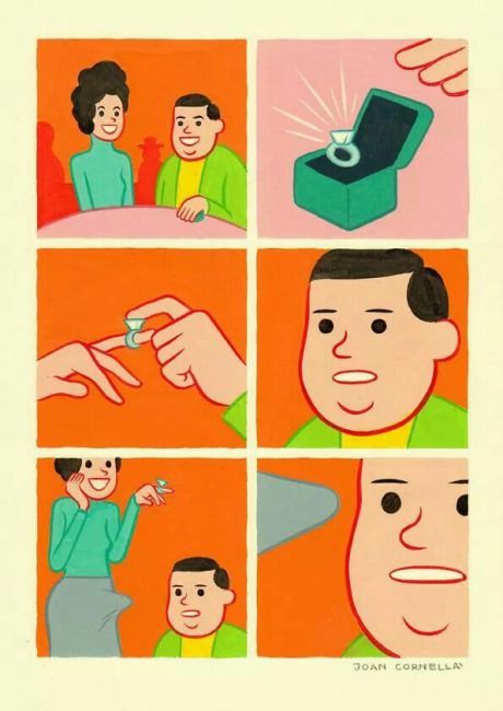 Of course I'll marry you! Morbider Humor, Joan Cornellà, Spoke Art, Dangerous Minds, Bd Comics, Memes Humor, Dirty Mind, Memes Funny, Funny Comics