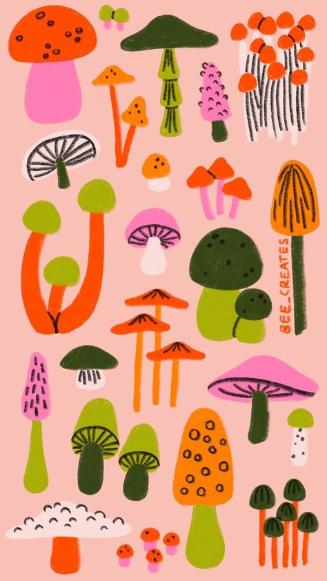 Plant Drawing Wallpaper, Plant Drawing Sketch, Plant Illustration Simple, Plant Illustration Wallpaper, Digital Illustration Inspiration, Aesthetic Plant Wallpaper, Plant Illustration Art, Wallpaper Plant, Fungi Illustration