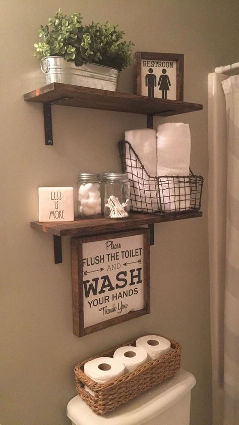 Image For, Decor Baie, Room Shelves, Small Bathroom Storage, Trendy Bathroom, Diy Bathroom Decor, Farmhouse Bathroom Decor, Diy Remodel, Shower Remodel