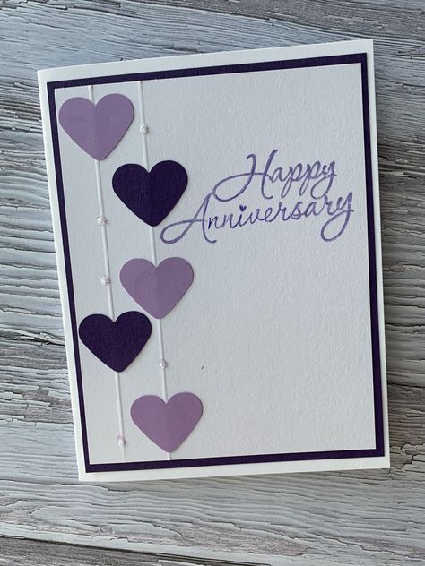 Anniversary Homemade Cards, Happy Anniversary Card Ideas, Anniversary Diy Cards, Stampin Up Anniversary Cards For Couple, 25th Anniversary Cards Handmade, Anniversary Card Ideas Handmade, Anniversary Cards Diy, Happy Anniversary Cards Handmade, Diy Wedding Anniversary Cards