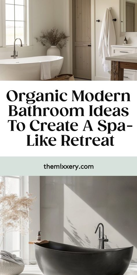 Organic modern bathroom with freestanding bathtub, beige walls, and wooden accents creating a spa-like retreat. Nature, Organic Modern Bathroom Design, Organic Bathroom Design, Modern Organic Bathroom, Bathroom Design Wood, Modern Master Bathrooms, Earthy Bathroom, Organic Bathroom, Earthy Textures