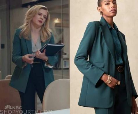 American Auto: Season 2 Episode 1 Sadie's Teal Blazer Check more at https://www.shopyourtv.com/american-auto-season-2-episode-1-sadies-teal-blazer/ Blazer With Dress, Brand Photoshoot Ideas, Teal Blazer, Teal And Brown, Brown Outfits, American Auto, Brand Photoshoot, Modest Style, Tv Show Fashion