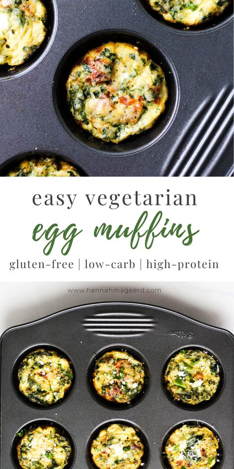 These Vegetarian Egg Muffins are easy to make and great to meal-prep + enjoy all week long! Made with 5 simple ingredients, they’re a protein-rich breakfast or snack option.  #mealprep #breakfast #healthybreakfast #eggmuffins #vegetarianrecipes #vegetarian #vegetarianeggmuffins #eggs #eggrecipes #lowcarb #glutenfree #highprotein #easybreakfast Amigurumi Patterns, Veggie Egg Muffins, Vegetarian Muffins, Meatless Breakfast, Mealprep Breakfast, Rich Breakfast, Veggie Muffins, Clean Eating Vegetarian Recipes, Clean Meal Prep