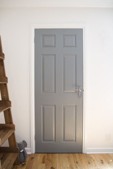 White Walls And Grey Doors, Door And Wall Colour Combination, White Wall And Door Color Combination, Indoor Door Colors, Feature Wall Paint, Asian Paints Colour Shades, Internal Doors Modern, Interior Door Color, Colour Shade Card