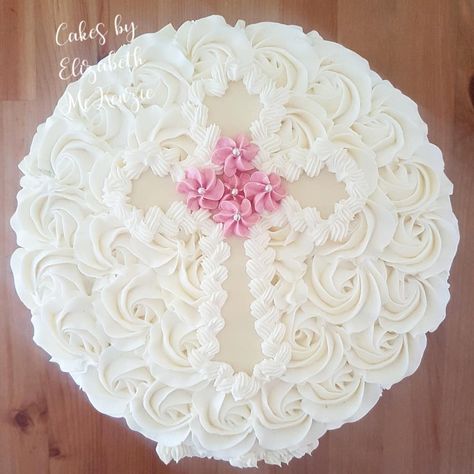 Round Communion Cakes, Girls Baptism Cake, Confirmation Cakes For Girls Ideas, Cross Cake Ideas, Christian Cakes, Comunion Cake, Dedication Cake, Cross Cake, Cake Designs For Girl