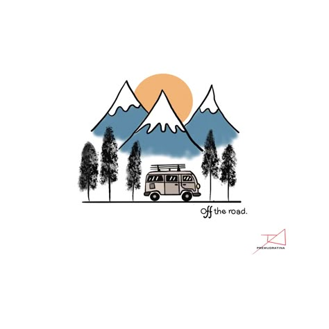 Trippy Tattoo, Mountains Travel, The Lovers, Travel Illustration, Illustration Drawing, The Road, Rv, Tattoo Designs, Road