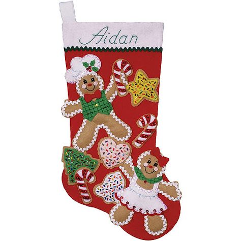 # 5240 Gingerbread Friends - Walmart.com Gingerbread Friends, Felt Stocking Kit, Gingerbread Baby, Stocking Ideas, Decorated Stockings, Christmas Stocking Kits, Felt Christmas Stockings, Vintage Christmas Stockings, Christmas Stockings Diy