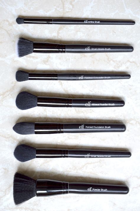 Best Budget Base Makeup Brushes | e.l.f. Studio Collection Makeup Brushes Aesthetic, Brushes Aesthetic, Elf Makeup Brushes, Natural Hair Brush, Base Makeup, Exchange Rate, Elf Makeup, Hair Brushes, Real Techniques