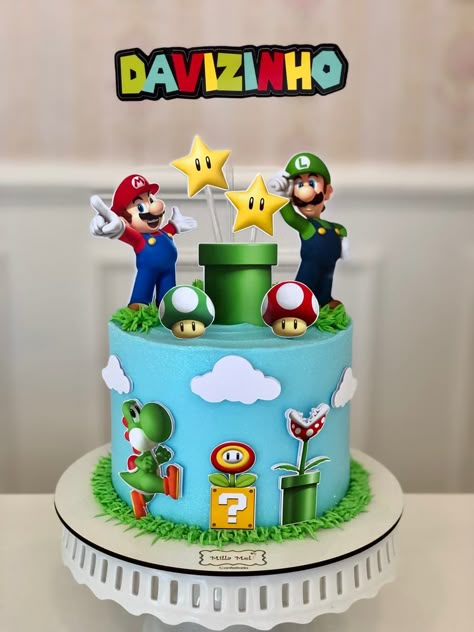 Mario Cakes Ideas, Mario Bro Cakes, Super Mario Cakes Birthday, Birthday Cake Mario Bros, Mario Bday Cake, Birthday Cake Super Mario, Super Mario Birthday Cake Ideas, Super Mario Cakes, Super Mario Bros Cake Ideas