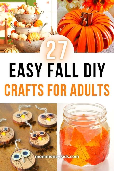 A resource of over 27 Adult DIY Crafts to enjoy for this Fall, Halloween and Thanksgiving season! You'll find crafts related to paper, wreaths, no-sew, mason jars, lids, wood, home decor, centerpieces, and so much more! #easyfallcraftsforadults, #adulthalloweencrafts, #thanksgivingadultcrafts, #fallcraftsforadults Senior Thanksgiving Crafts, Diy Thanksgiving Crafts For Adults, Work Crafts Ideas, Craft For Older People, Thanksgiving Crafts For Nursing Home Residents, Ideas For Thanksgiving Decorations, Call Crafts For Adults, Adult Fall Crafts Easy, Useful Fall Crafts