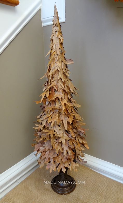 Tree from fall leaves... would definitely kick it up a notch with bronze glitter paint at bottom edge tip of leaves. Fall Leaf Tree, Raking Leaves, Autumn Leaves Craft, Candle Pedestal, Cone Trees, Diy Tree, Leaf Crafts, Real Leaves, Fall Crafts Diy