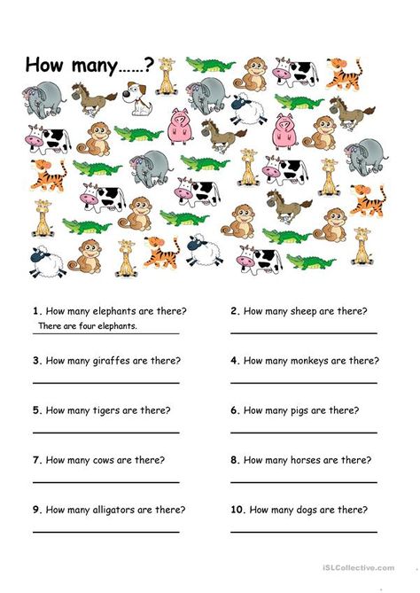 How many....? - English ESL Worksheets for distance learning and physical classrooms English Primary School, Ingles Kids, Free English Lessons, English Worksheet, English Exercises, Esl Activities, Learning English For Kids, English Grammar Worksheets, English Worksheets For Kids