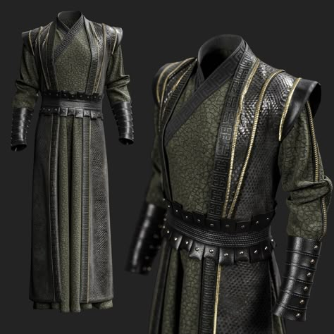 Fantasy Outfit-MALE- MD/Clo3d + Smart Material + 4K Textures + OBJ + FBX (vol 20) , Zahra.3D on ArtStation at https://www.artstation.com/artwork/obnqDz Royal Elven Clothing Male, Green Fantasy Outfit Male, Fantasy Mens Clothes, Mens Fantasy Fashion, Fantasy Male Outfit, Fantasy Fashion Male, Mage Outfit, Mage Costume, Fantasy Samurai