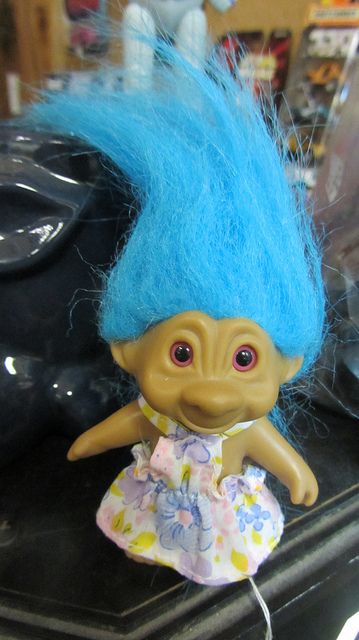 I remember I had a blue haired troll doll I used to adore. My parents thought it was a weird and scary thing. Norfin Trolls, Hair Jokes, Vintage Trolls, Blue Haired Girl, Trolls Movie, Troll Doll, Crystal Pyramid, Troll Dolls, Bratz Doll