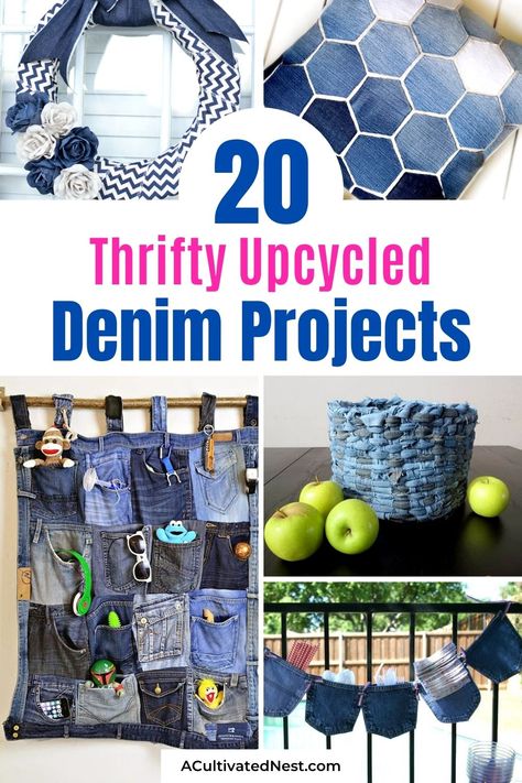 Old Jean Projects, Crafts Using Old Jeans, Used Denim Projects, Used Jeans Diy Ideas, Sewing Projects With Old Jeans, Denim Sewing Projects Upcycling, Repurposed Denim Projects, Denim Blanket Diy Old Jeans, Old Clothes Sewing Projects