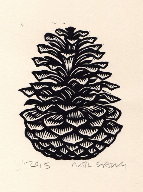 Pine Cone Print Linocut Art Print Pine Cone Linocut Lino Printing, Linoleum Print, Linocut Printmaking, Lino Art, Relief Printing, Lino Cut, Linocut Art, Relief Print, Print Inspiration