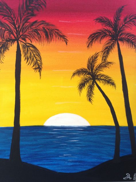 Sunset Canvas Painting, Kitchen Painting, Easy Landscape Paintings, Spongebob Painting, Canvas Painting Tutorials, Simple Canvas Paintings, Cute Canvas Paintings, Watercolor Sunset, Easy Canvas Art