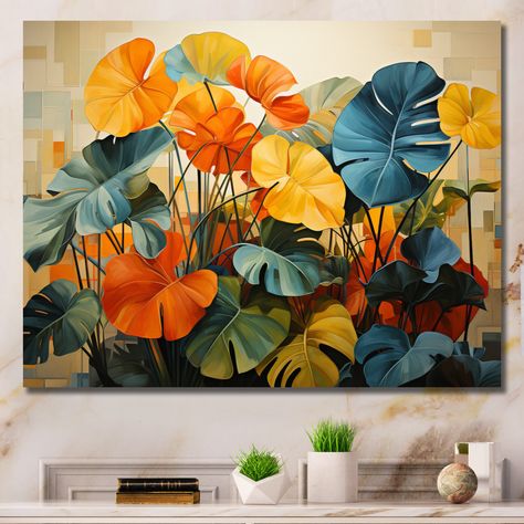 Black Picture Frames, Gold Picture Frames, Wall Decor Set, Arte Floral, Tropical Plants, Floral Wall, Metal Wall Decor, Wrapped Canvas Art, Art Sur Toile