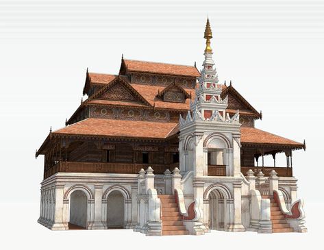 Thailand Architecture Traditional, Myanmar Warrior, Malay Architecture, Myanmar Architecture, Burmese Architecture, Thai Ornament, Shan State, Thai Architecture, Palace Architecture