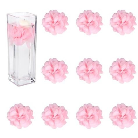 Floating Flower Centerpieces, Wedding Centerpieces Pink, Quince Centerpieces, Narrow Vase, Cheap Centerpieces, Bridal Shower Table Decorations, Pink Wedding Centerpieces, Artificial Flowers Decor, Pink Centerpieces