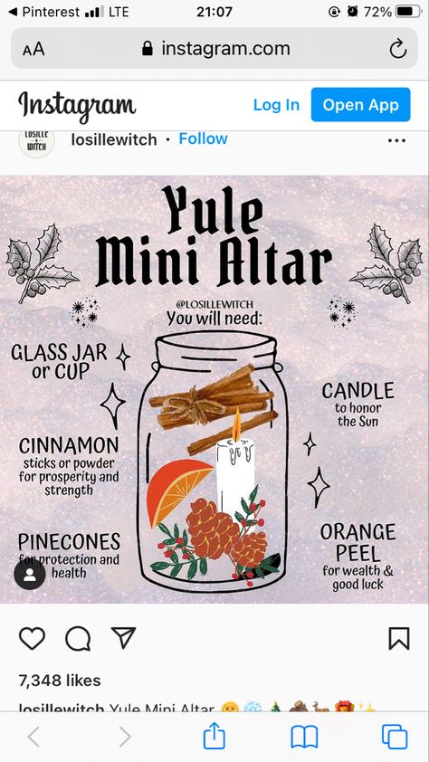 Yule Mini Altar Jar, Yule Mini Altar, Mabon Altar In A Jar, Mabon Mini Altar, Altar In A Jar, Wicca Holidays, Witches Wheel, Wiccan Sabbats, Wiccan Crafts