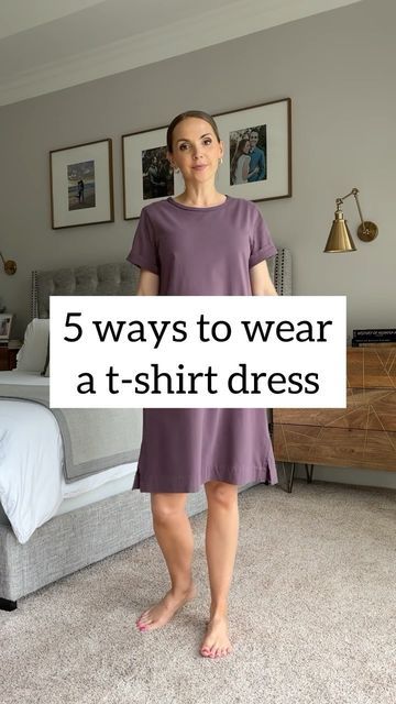 How To Style Tshirt Dress, How To Wear A Tshirt Dress, How To Style A Tshirt Dress, Dress Up Tshirt, Tee Shirt Dress Outfit, T Shirt Over Dress, Shirt Over Dress Outfit, Long Sleeve Tshirt Dress, Black Tshirt Dress