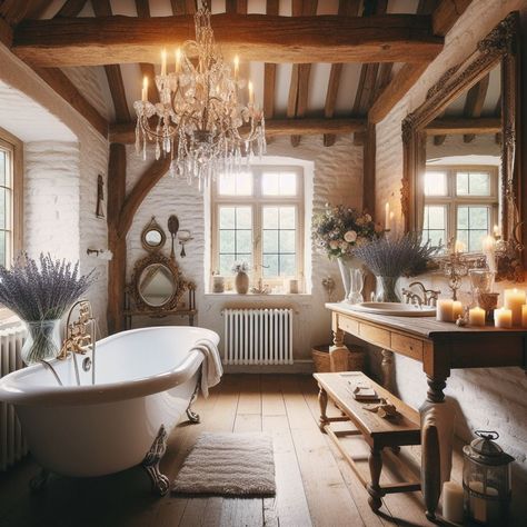 French Country Bathroom French Country Accent Master Bath French Country, Provence Bathroom Ideas, Old French Bathroom, French Country House Bathroom, French Country House Interior Ideas, French Country Vanity Lights, English Countryside Bathroom, English Country Bathroom Ideas, Bathroom Design French