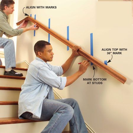 how to change the stair railing درابزين السلم, Stairs Railing, Bloxburg Modern, Exterior Bloxburg, Basement Stairs, Stair Handrail, Diy Stairs, Interior Stairs, Family Handyman