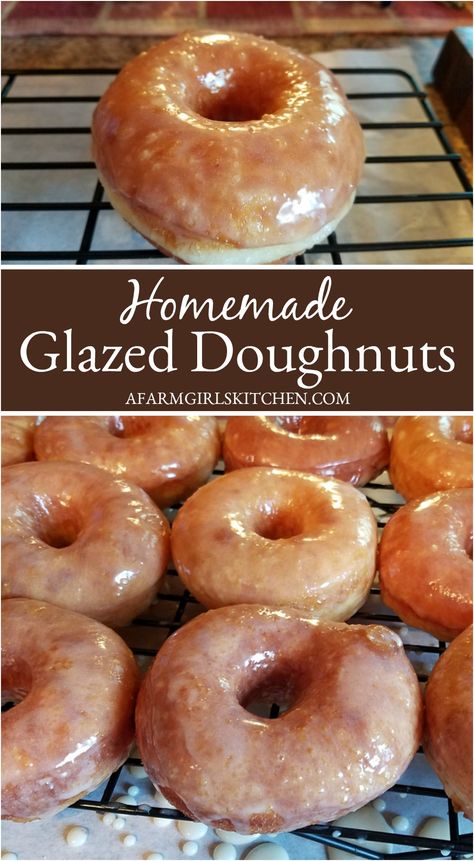 Krispy Kreme Donuts Recipe, Homemade Glazed Donuts, Glazed Donuts Recipe, Donut Glaze Recipes, Glazed Doughnuts Recipe, Doughnuts Easy, Raised Donuts, Doughnut Recipe Easy, Easy Donut Recipe