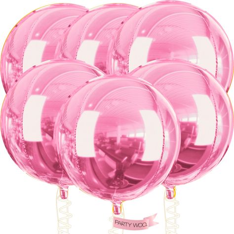 PRICES MAY VARY. 6 PCS 4D ROUND FOIL BALLOONS: The package includes 32 inch round foil balloons (6 pcs), inflation straw (1 pc), 9.8ft balloon ribbon (1 roll), ideal foil balloons for baby shower decorations, birthday decorations, party decorations REUSABLE AND HIGH QUALITY: The large 4D foil balloons are made of Nylon Aluminium Foil, which keeps inflated for long time and reusable. With the inflation straw included, it is easy to inflate and deflate HOW TO MAKE IT ROUND: There will be crease wh Sweet 16 Party Decorations Ideas Pink, Pink Glitter Party Decorations, Pink Disco Party Decorations, College Party Decor, 17th Birthday Decoration Ideas, Dance Themed Birthday Party, Pink Birthday Theme Decor, Sweet Sixteen Party Decor, Pink Race Car Party