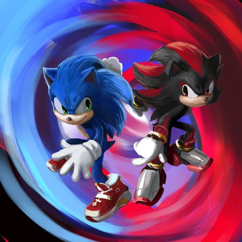 Sonic Y Shadow, Sonic And Tails, Movie Sonic, Sonic Shadow, Shadow Sonic, Sonic Movie, Drawing Superheroes, Hedgehog Movie, Karakter Disney