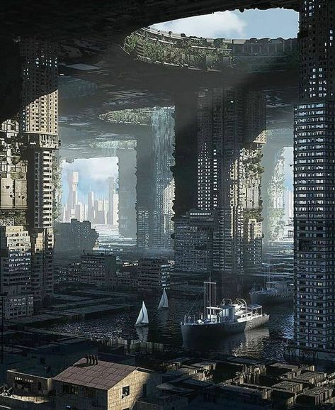 Kota Masa Depan, Ville Cyberpunk, Sci Fi City, Cyberpunk City, Fantasy City, Futuristic Art, Futuristic City, Future City, Fantasy Art Landscapes