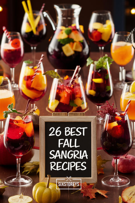 26 Best Fall Sangria Recipes Fall Harvest Sangria, Sangria Recipes Red Wine, Sangria Drinks Recipes, The Best Sangria Recipe, Autumn Sangria Fall Drinks, Best Fall Sangria Recipe, Sangria Thanksgiving Recipes, Dry Sangria Recipes, Sweet Red Sangria Recipes