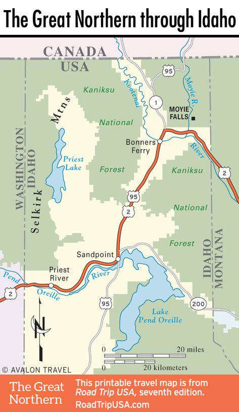 Map of the Great Northern through Idaho. Idaho Living, Bonners Ferry Idaho, Idaho Road Trip, Idaho Adventure, Northern Idaho, Idaho Travel, Road Trip Map, Wa State, Mountain Trail